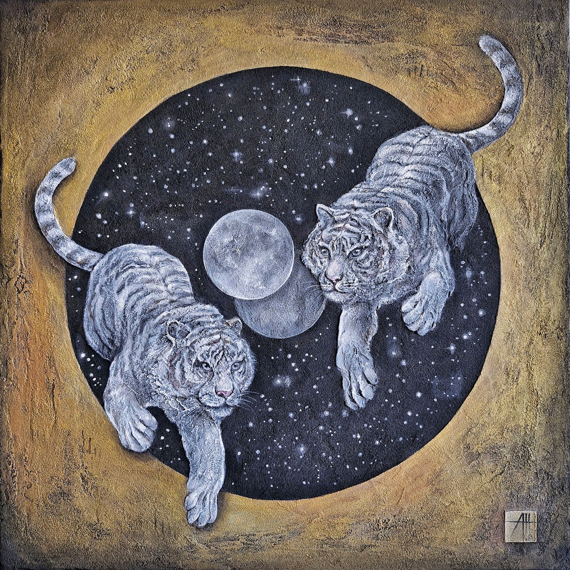 Анна Шуваева (Картина, живопись - 
                  40 x 40 см) Лунные тИгры