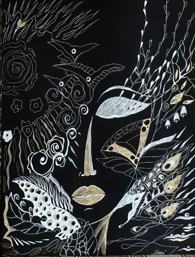 Ирина Шумская (Авторская графика - 
                  50 x 70 см) Незнакомка