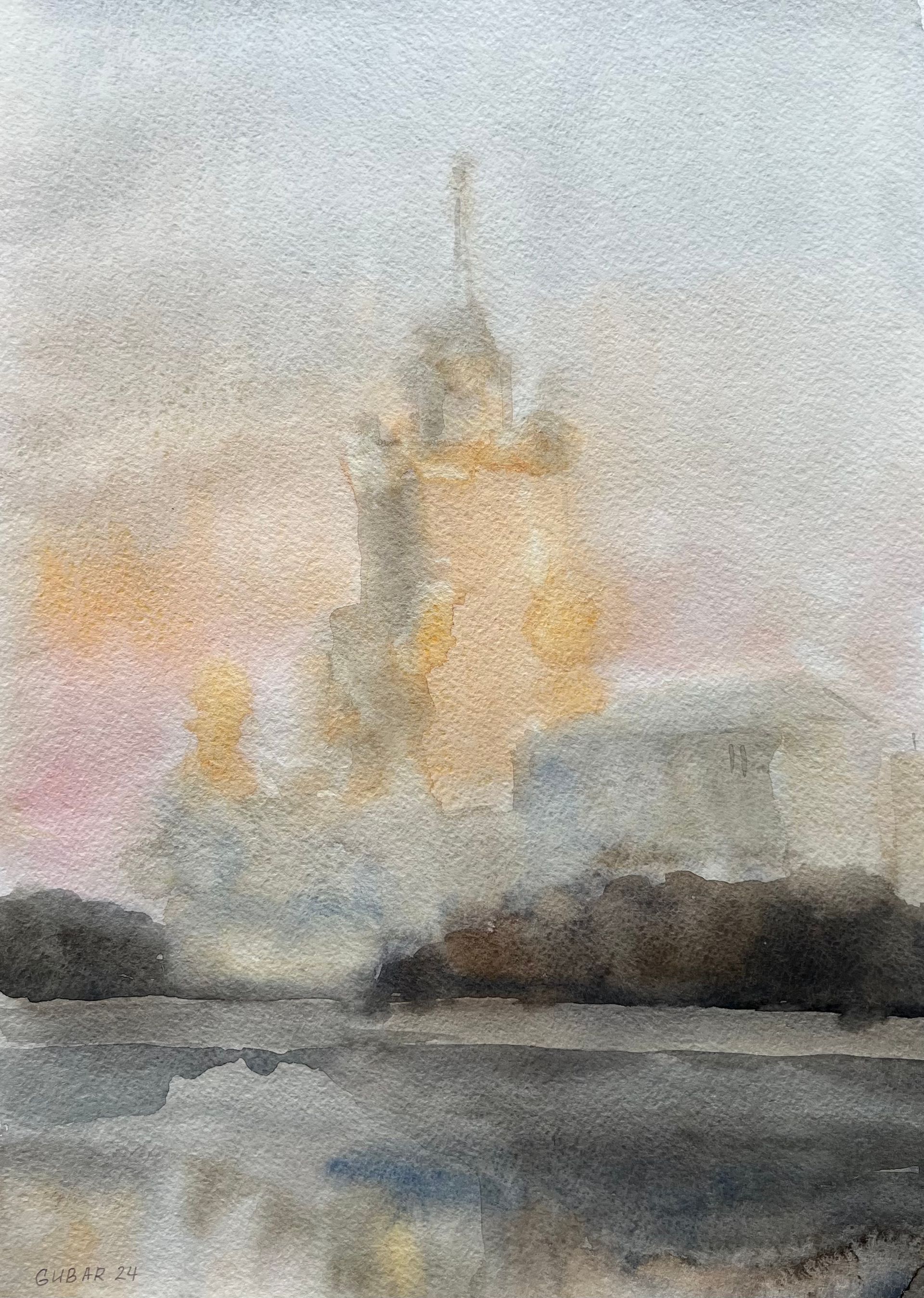 Алёна Губарь (Авторская графика - 
                  29 x 42 см) Набережная летом