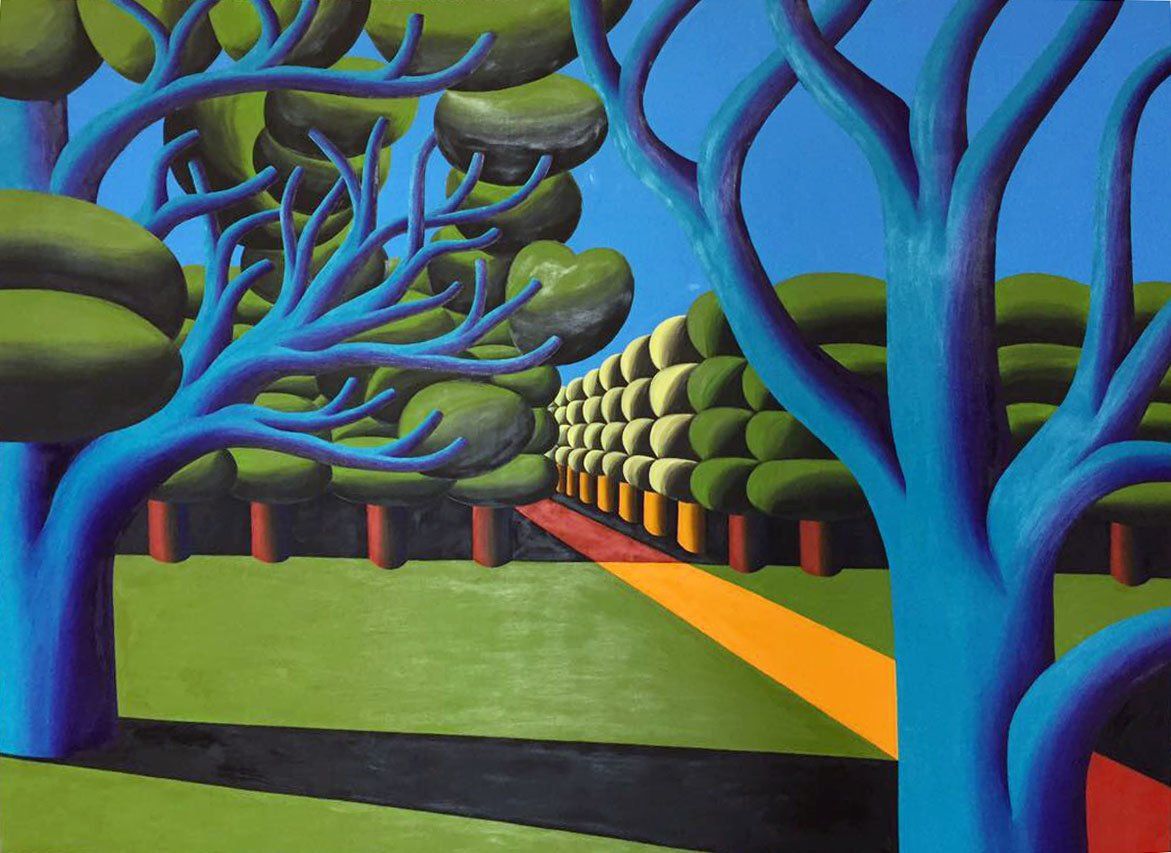 Олег Хвостов (Картина, живопись - 
                  190 x 140 см) Пейзаж с синими деревьями