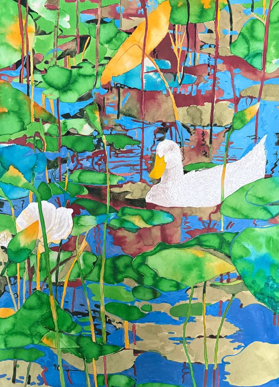 Алена Сокольникова (Авторская графика - 
                  55 x 75 см) Пруд