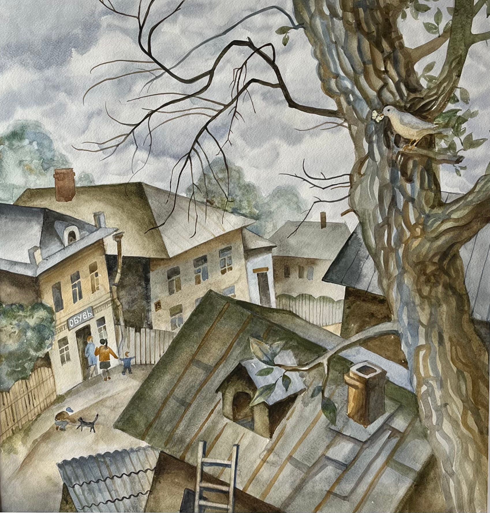 Анастасия Крушельницкая (Авторская графика - 
                  50 x 60 см) Маленький город