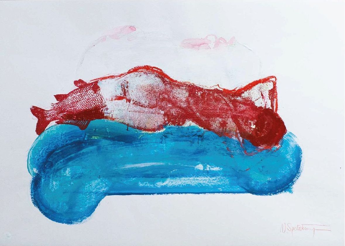 Наталия Спечинская (Авторская графика - 
                  60 x 42 см) Русалка спит на стеклянном фаллоимитаторе
