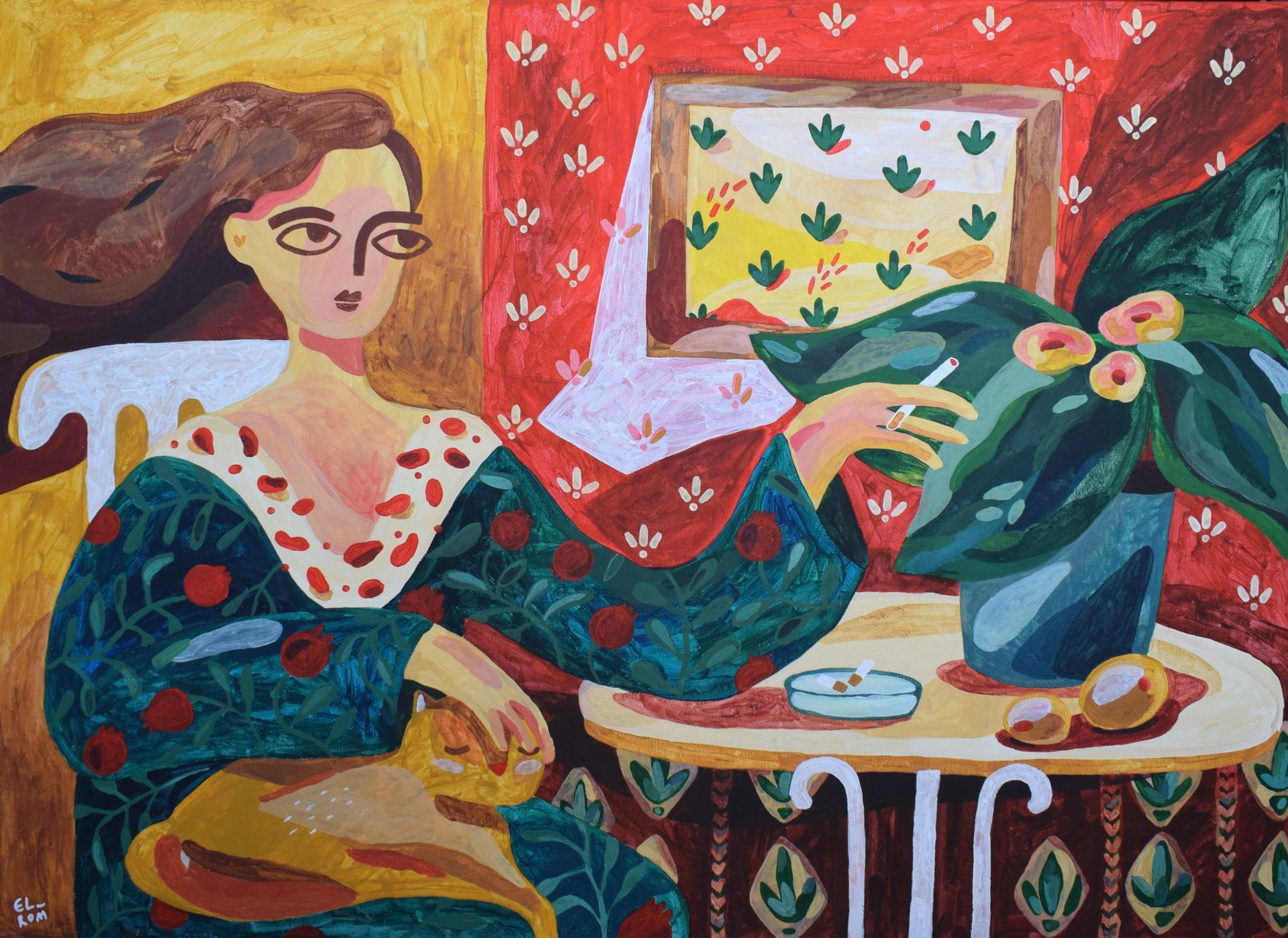 Лена Романовская (Картина, живопись - 
                  110 x 80 см) Домашняя богема