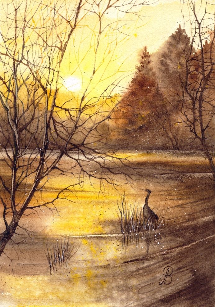 Алла Валежина (Авторская графика - 
                  30 x 42 см) Там, где молчит река