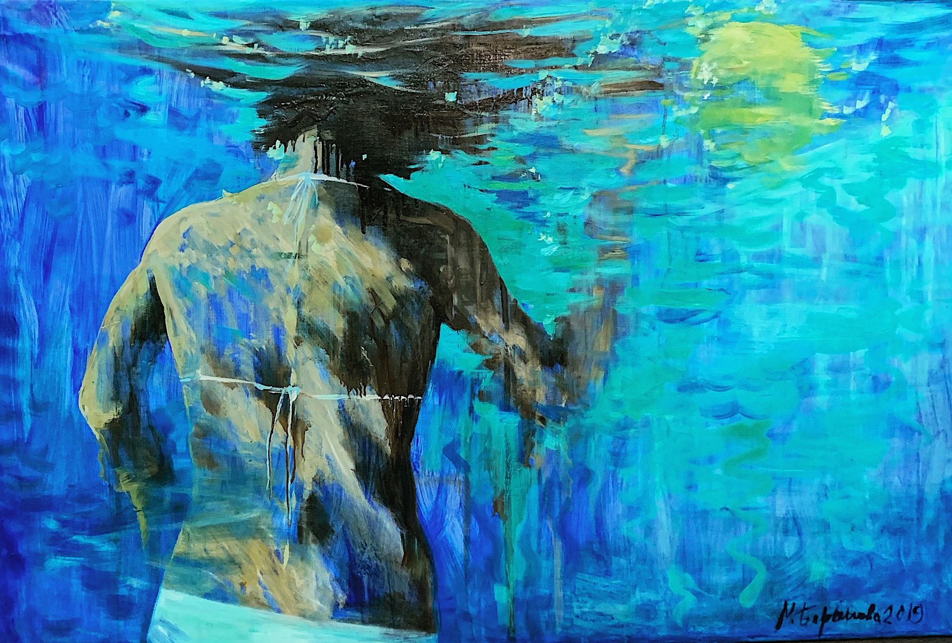Маргарита Баранова (Картина, живопись - 
                  120 x 80 см) В бассейне