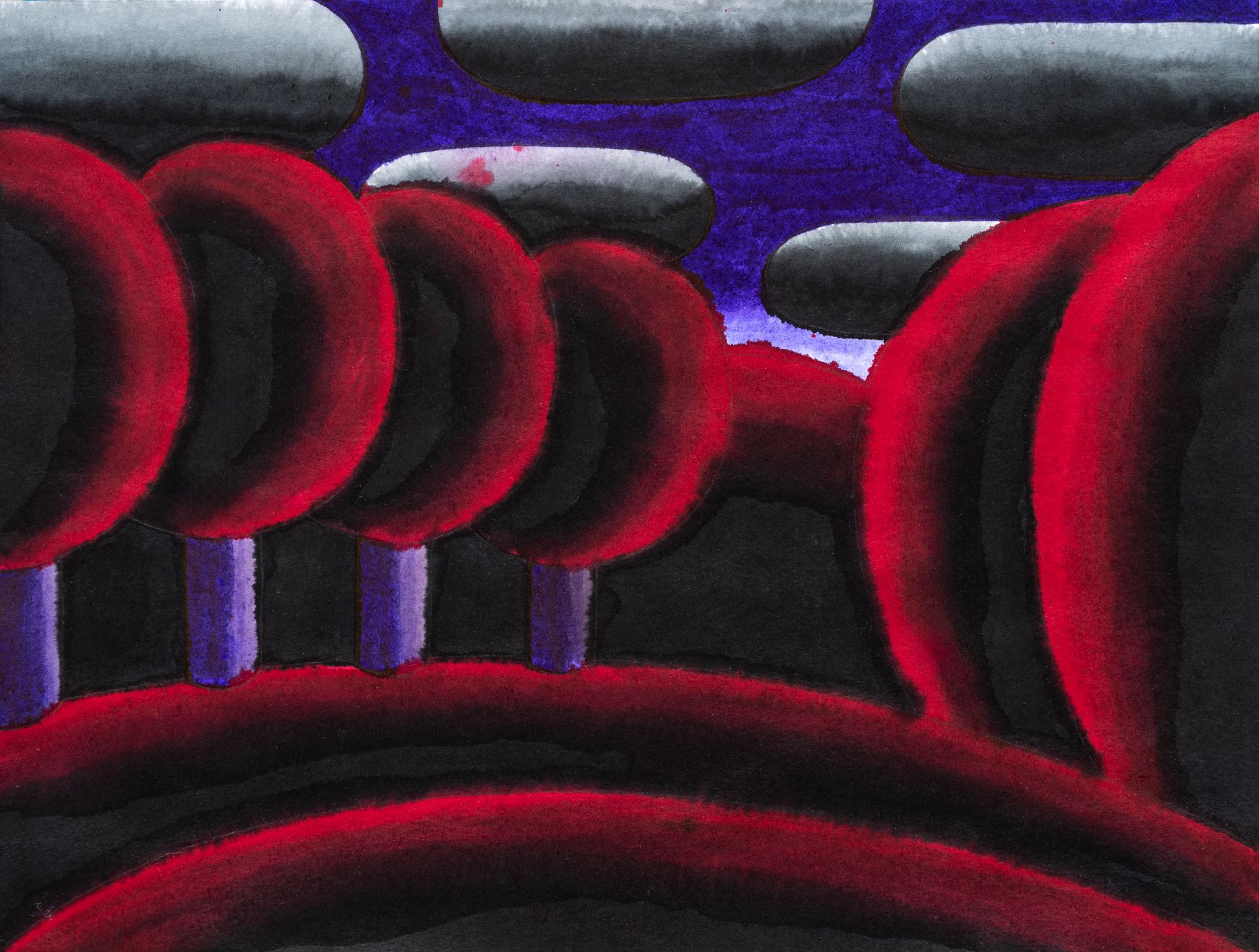 Олег Хвостов (Авторская графика - 
                  40 x 30 см) Пейзаж