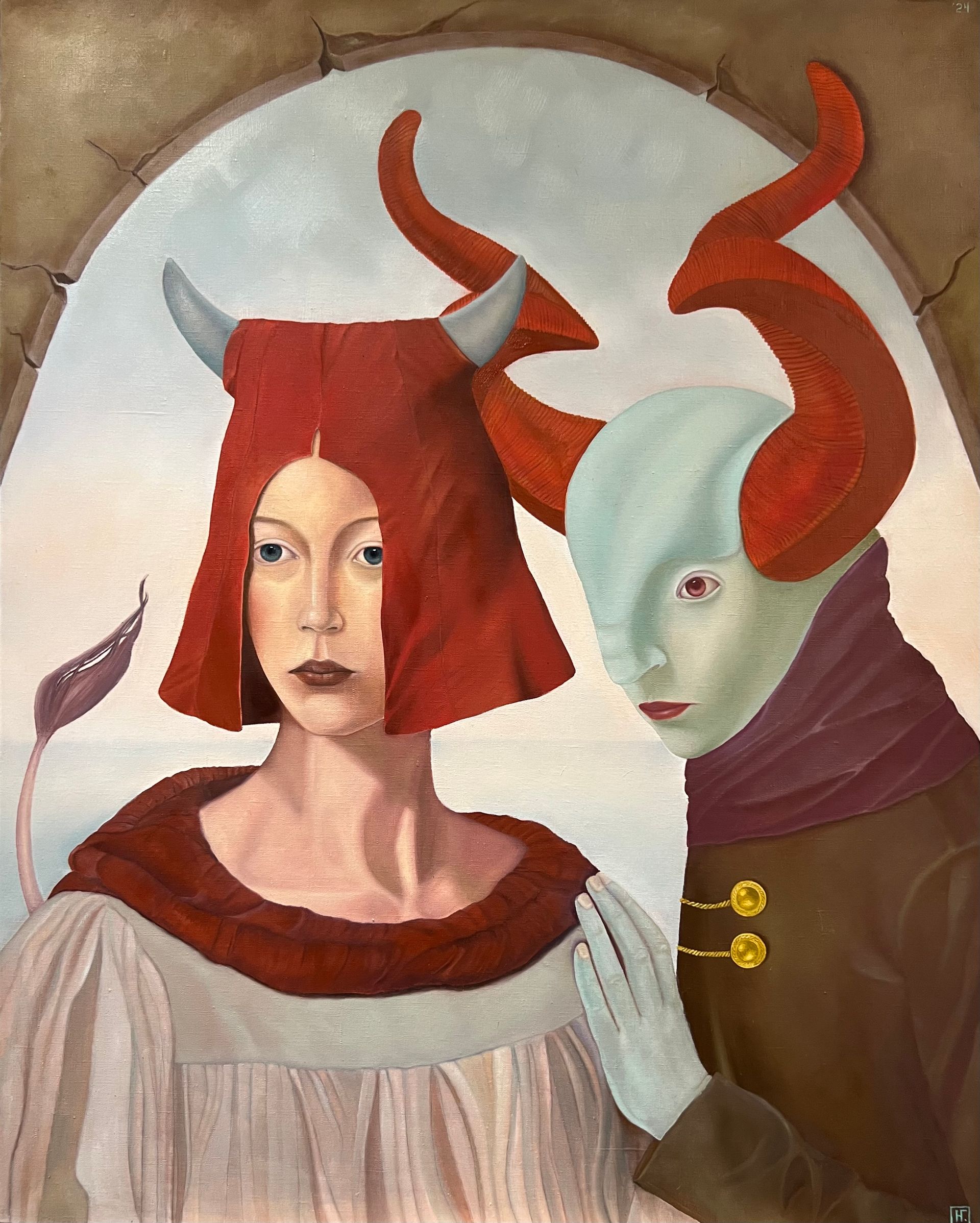Нина Григель (Картина, живопись - 
                  80 x 100 см) Хульдра и Фавн. Любви расстояния не помеха