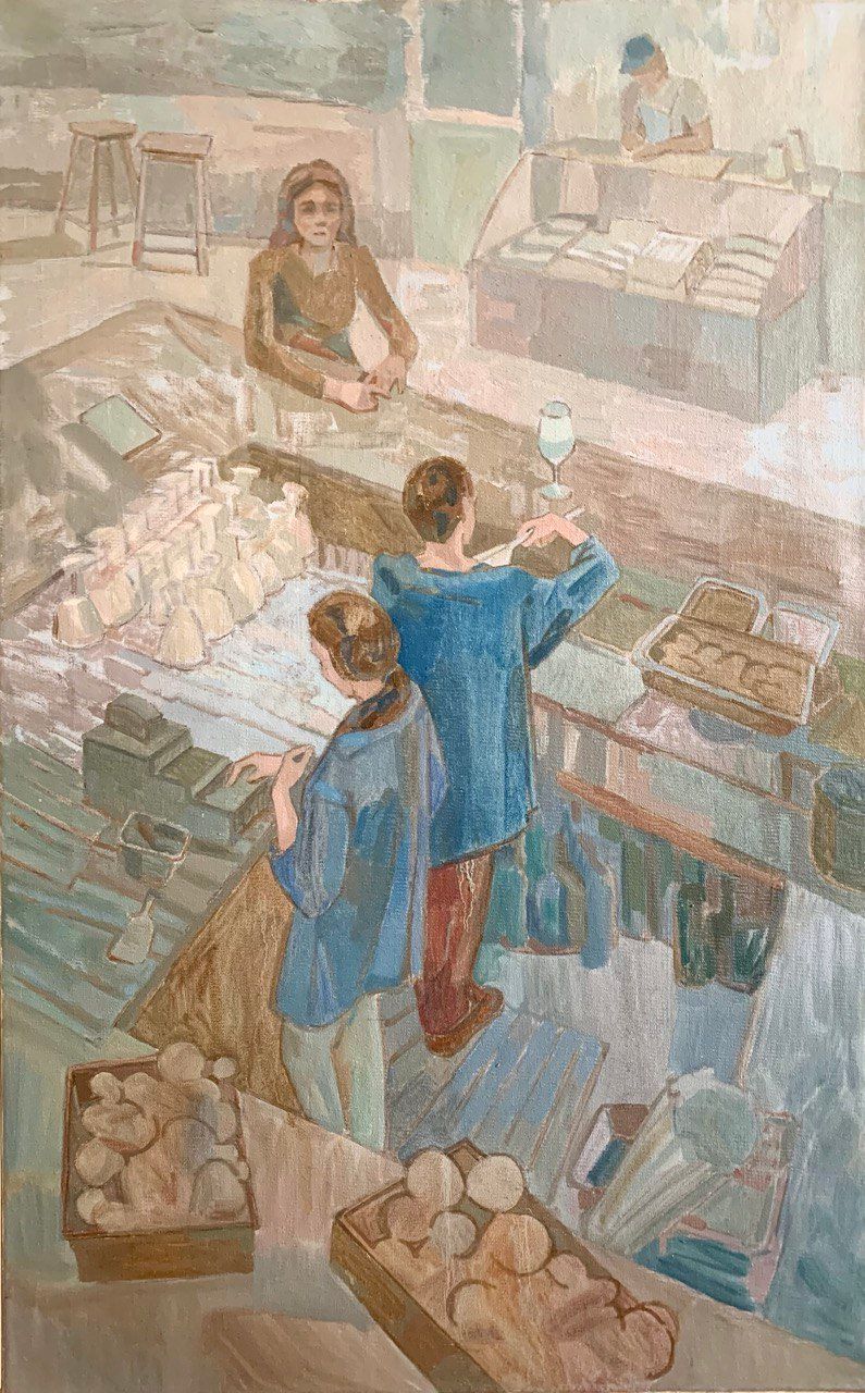 Ева Гец (Картина, живопись - 
                  50 x 70 см) За баром