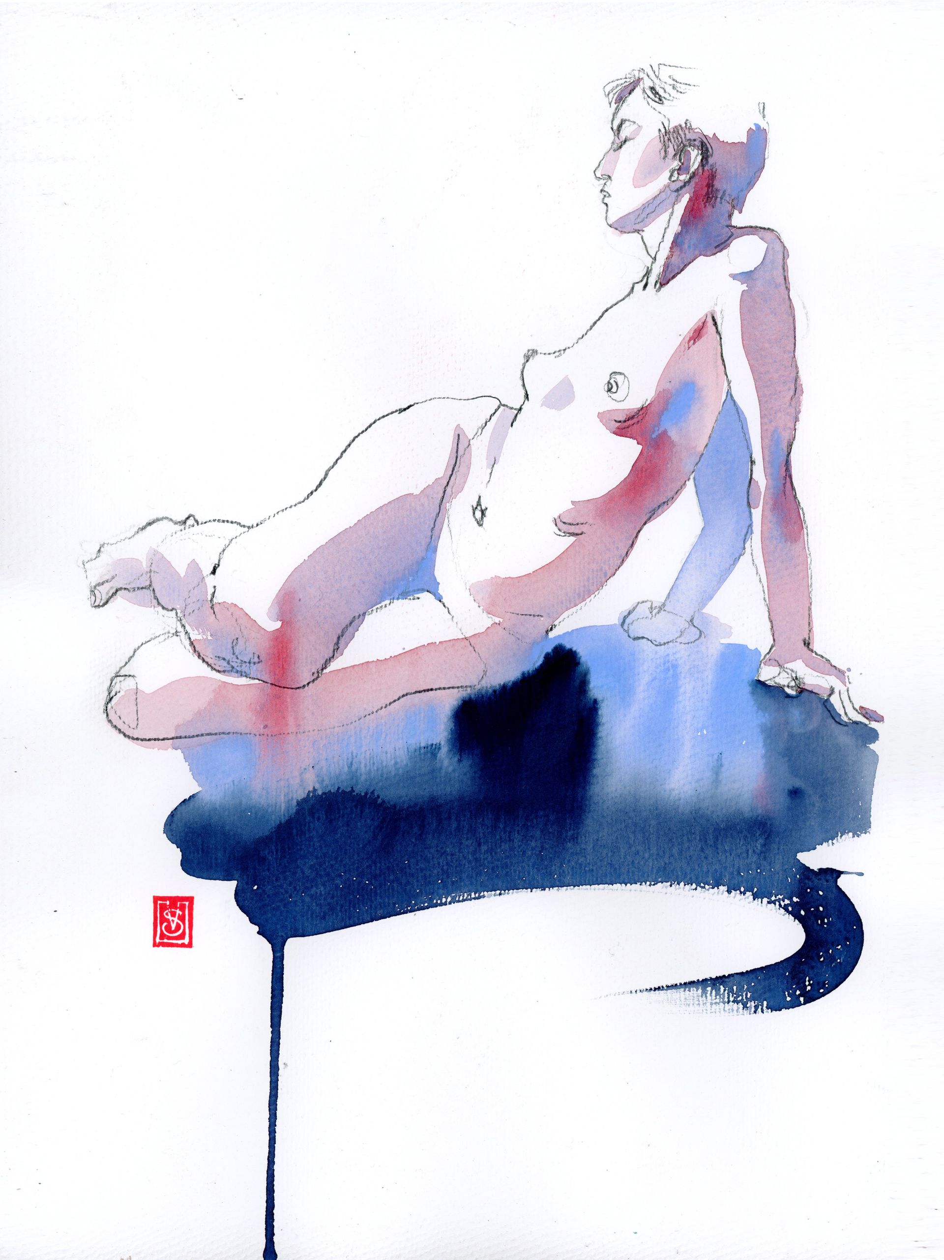 Виктория Севастьянова (Авторская графика - 
                  27 x 39 см) Nude life drawing 077