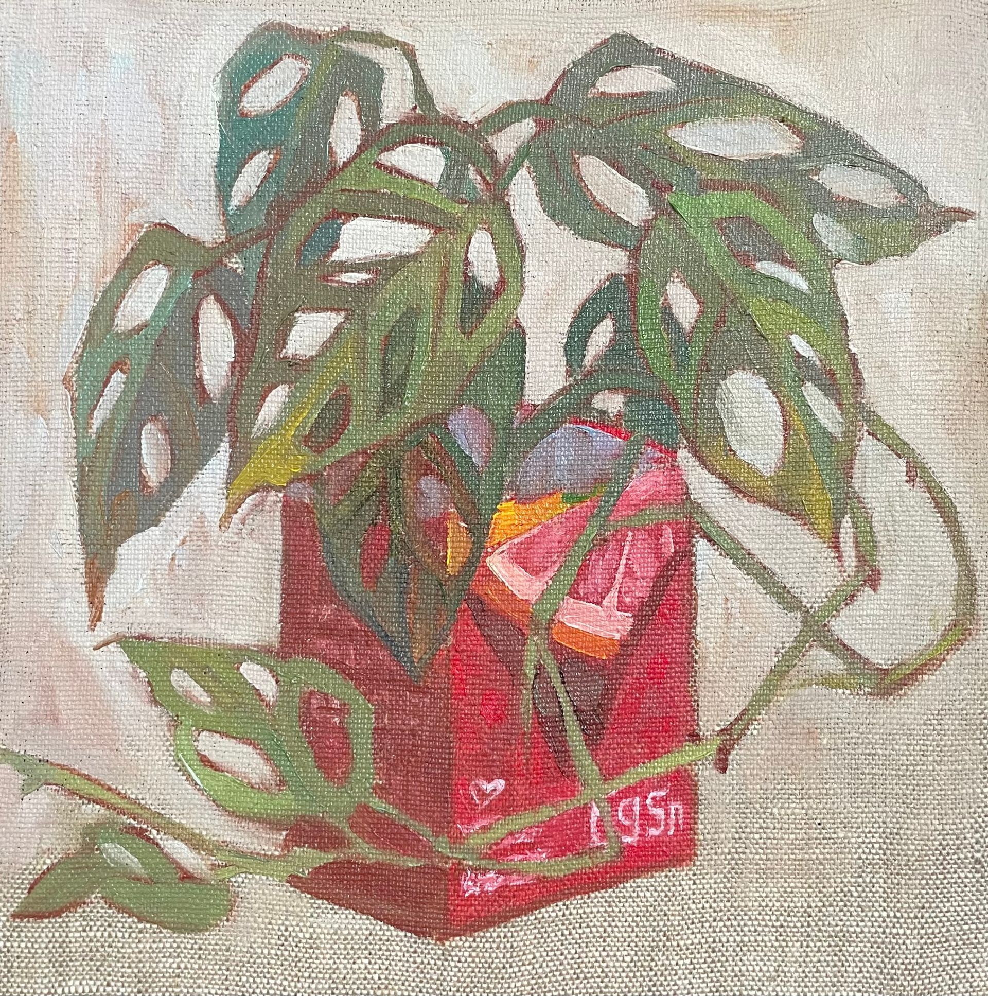 Залифа Хибатова (Картина, живопись - 
                  20 x 20 см) Монстера манки