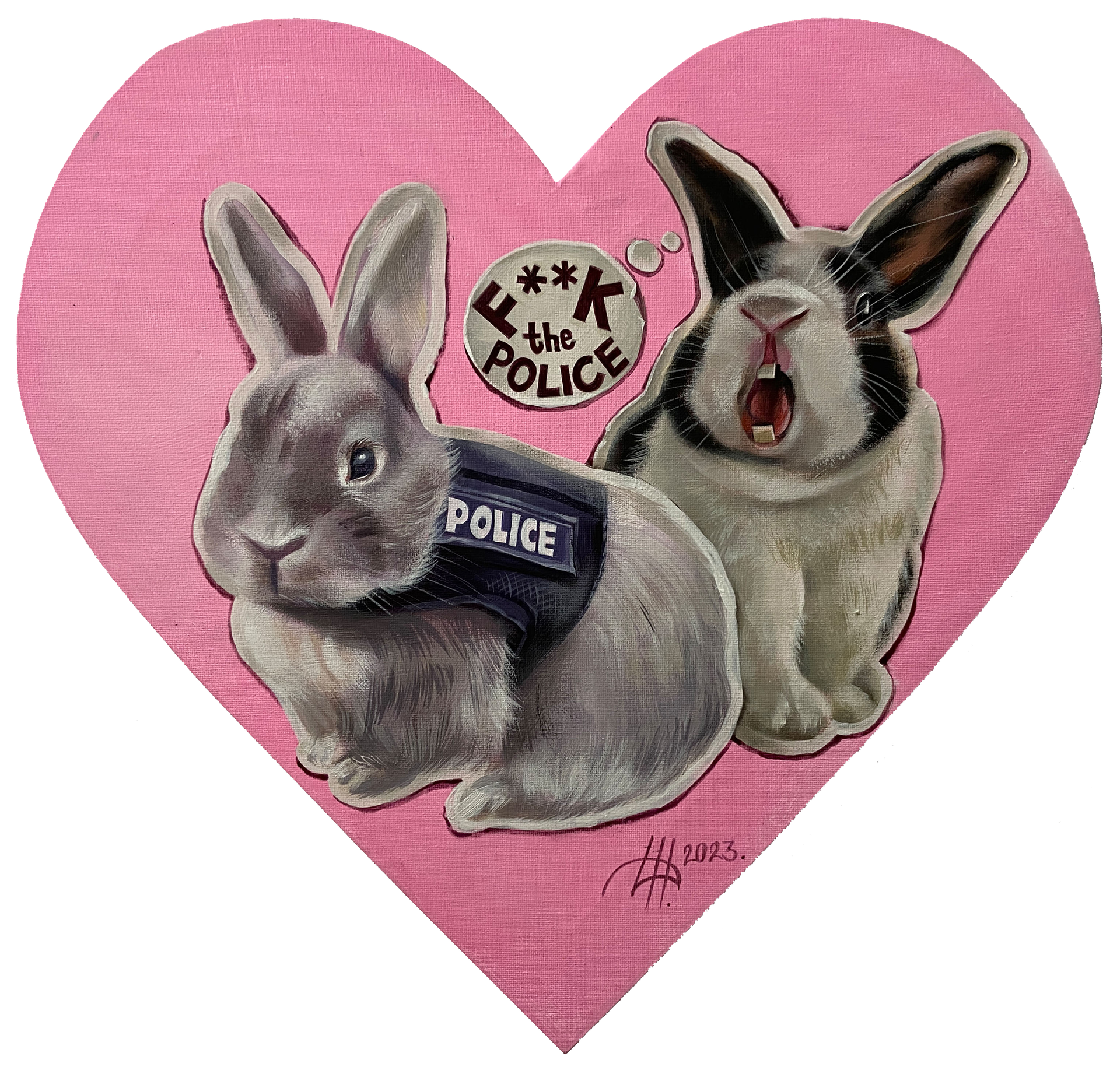 Динара Хёртнагль (Картина, живопись - 
                  40 x 40 см) F**k the police