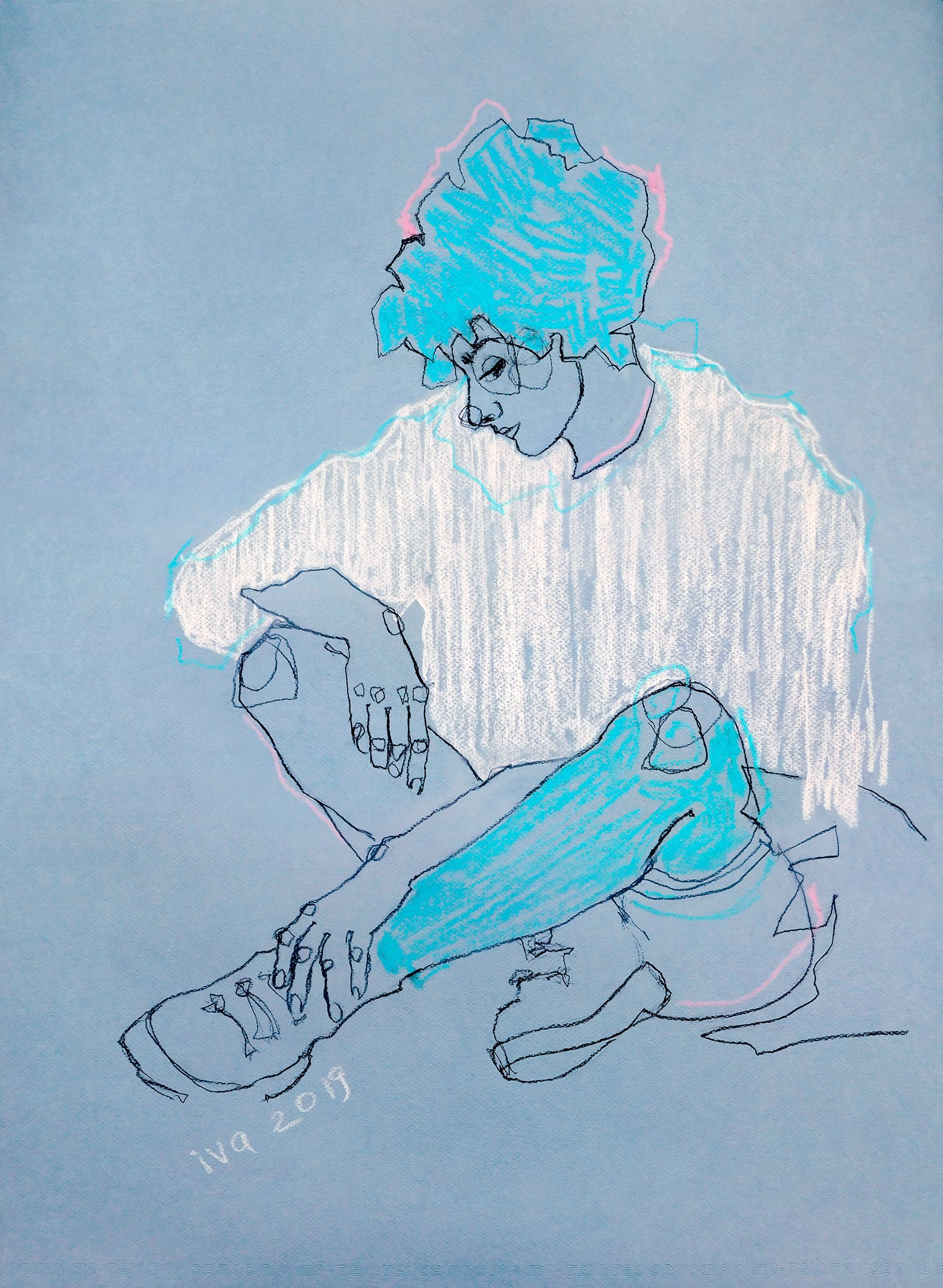 Татьяна Ивченкова (Авторская графика - 
                  50 x 70 см) Голубые чулки