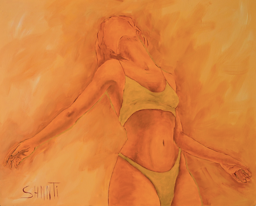 Shomina Ti (Картина, живопись - 
                  100 x 80 см) Оранжевая из серии "Танец"