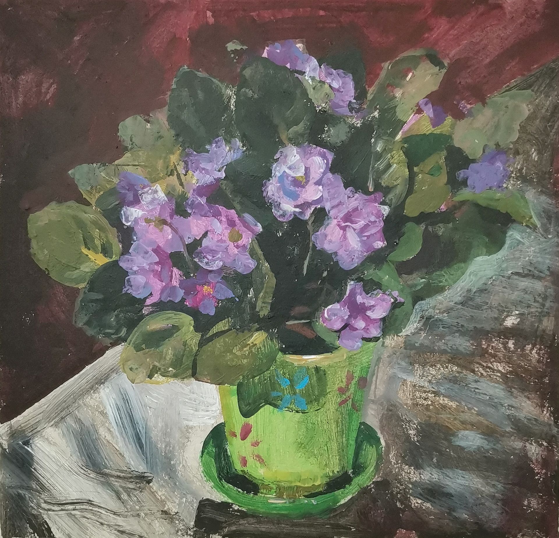 Регина Буглеева (Авторская графика - 
                  23 x 23 см) Фиалки