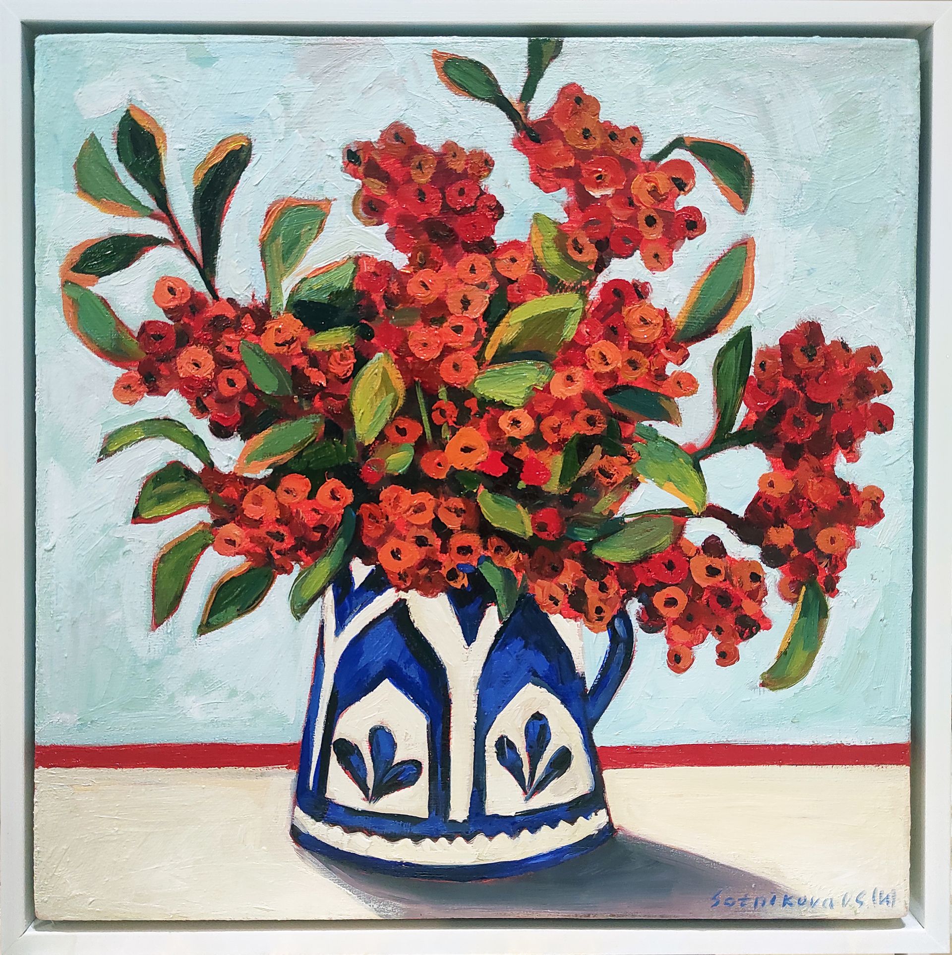 Оксана Сотникова (Картина, живопись - 
                  34 x 34 см) Натюрморт с красной ягодой