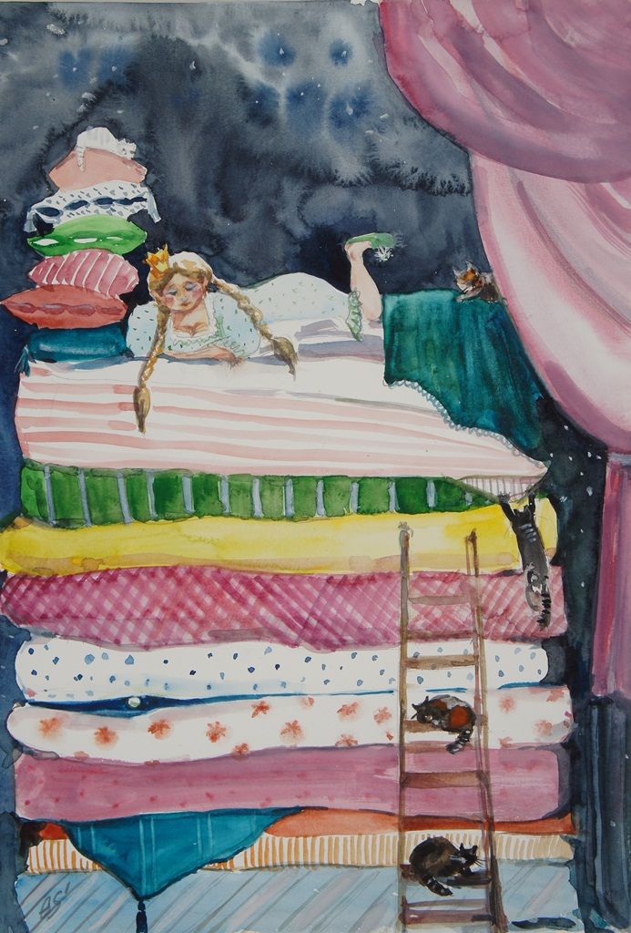 Елена Санина (Авторская графика - 
                  27 x 39 см) Принцесса на горошине