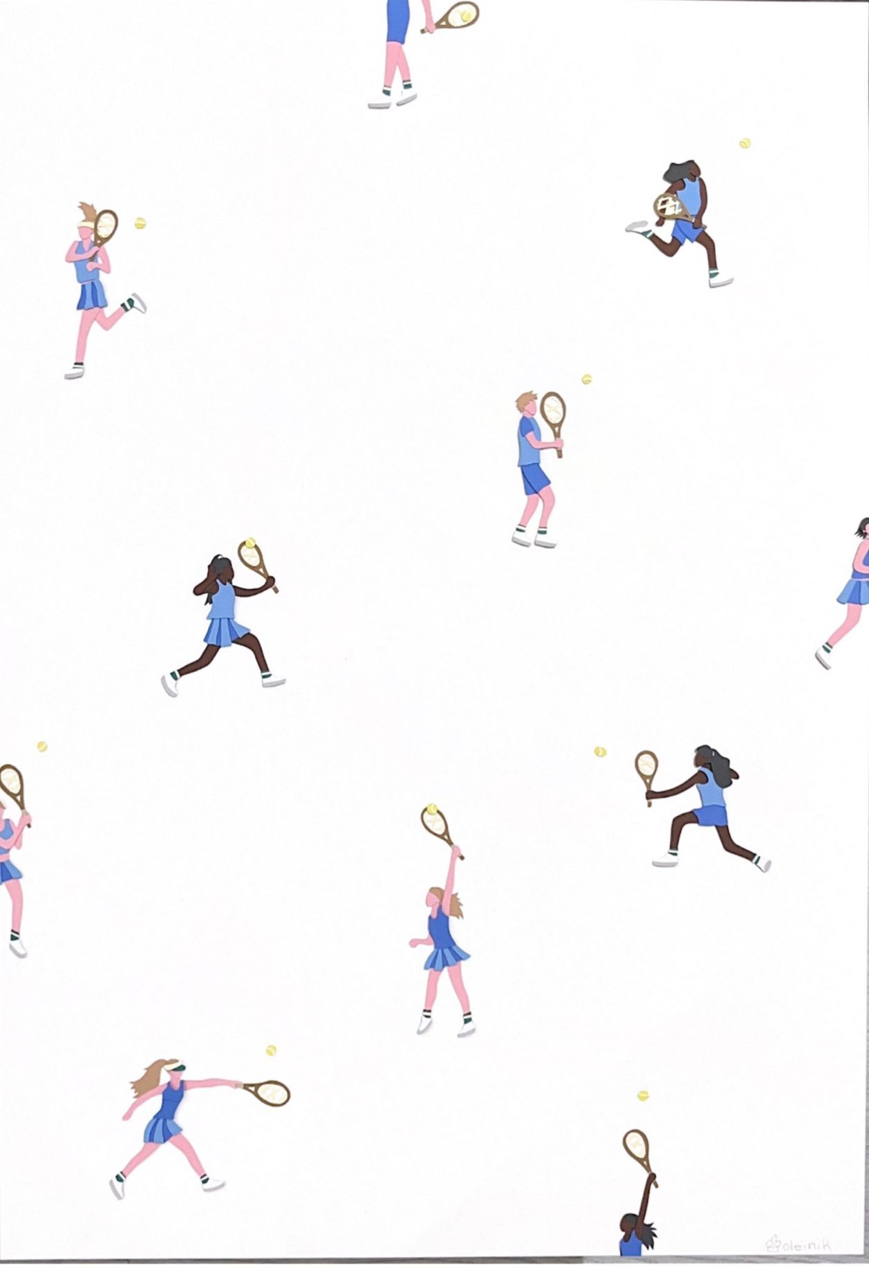 Ксения Олейник (Коллаж / ассамбляж - 
                  42 x 60 см) Теннисисты 3