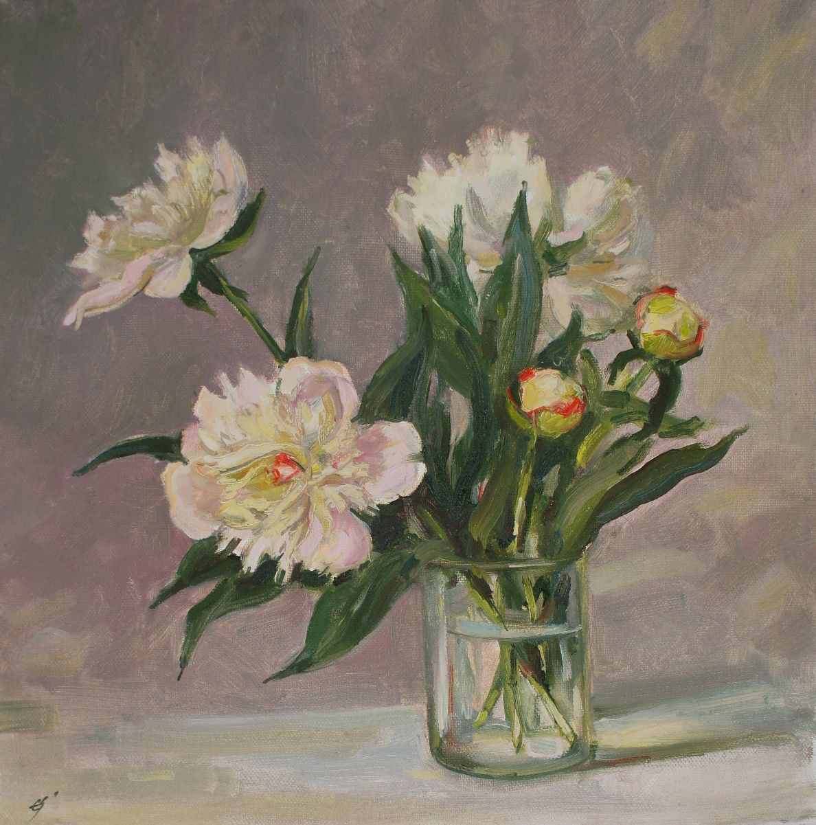 Елена Санина (Картина, живопись - 
                  40 x 40 см) Белые пионы