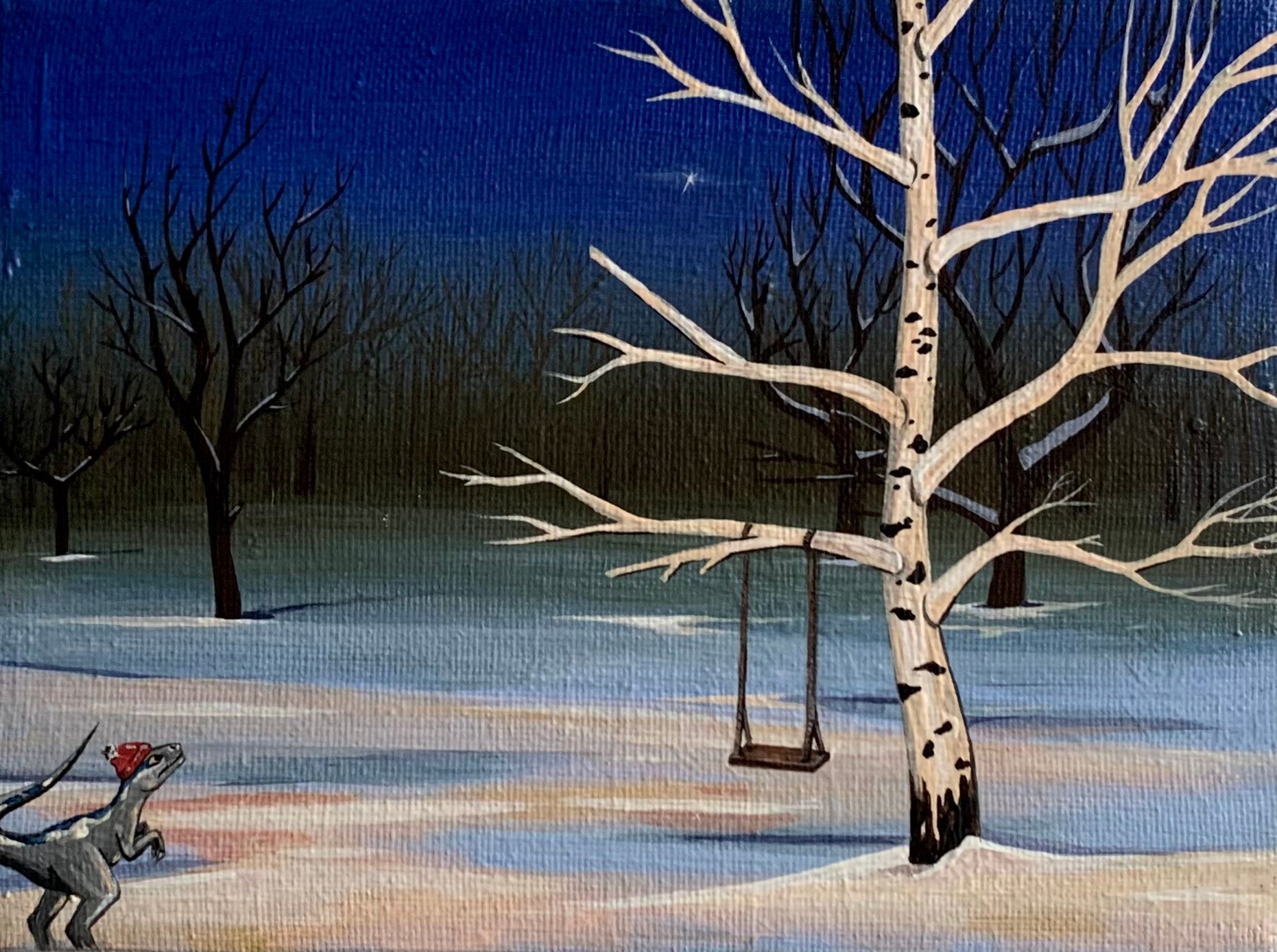 СВЕТ-ЛАНА (Картина, живопись - 
                  20 x 15 см) Зима, вечер