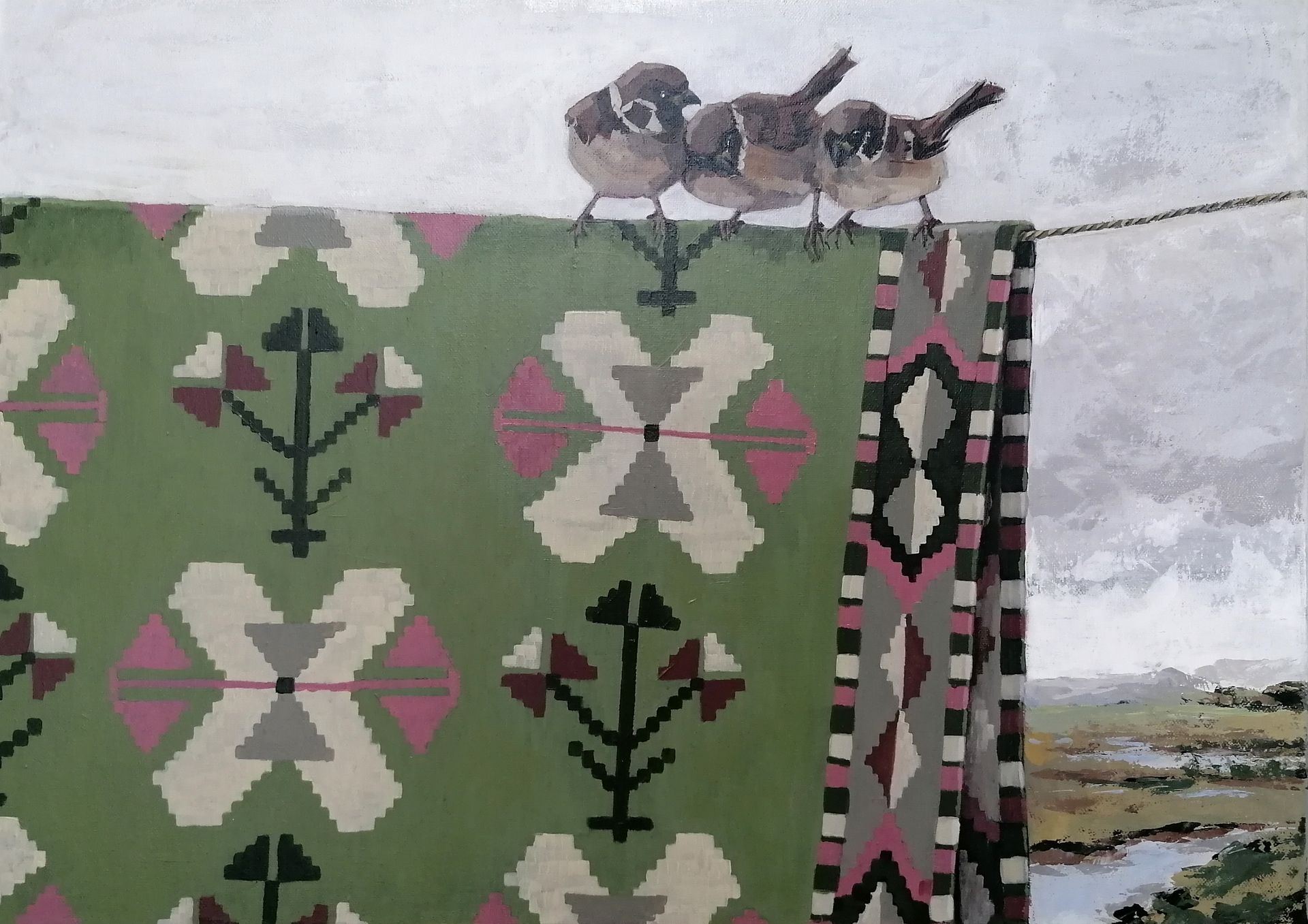 Юлия Куртова (Картина, живопись - 
                  70 x 50 см) Почирикаем?