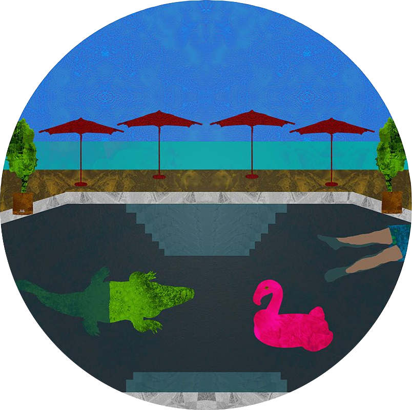 Лариса Корженевская (Графика цифровая (принты) - 
                  30 x 30 см) В бассейне