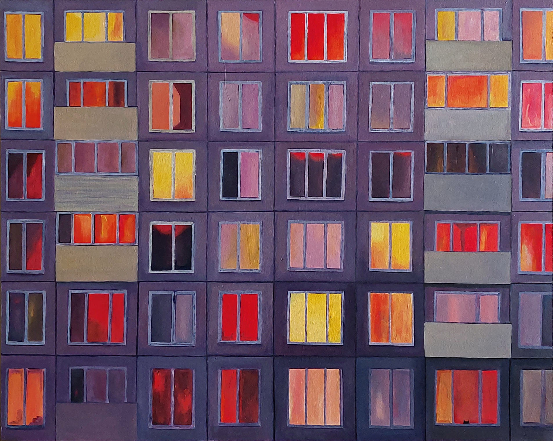 Оливия Лем (Картина, живопись - 
                  50 x 40 см) Закат в городе
