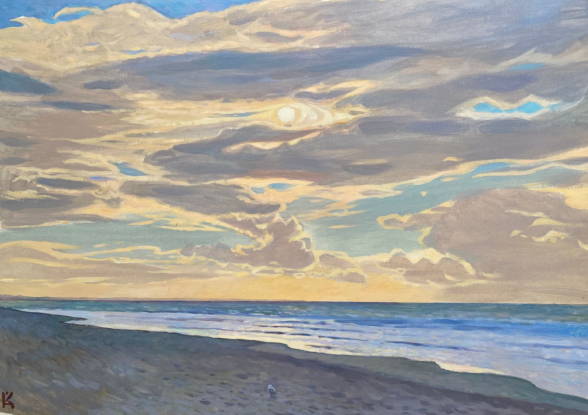 Алексей Кротов (Авторская графика - 
                  60 x 42 см) Чайка на берегу Куршской косы