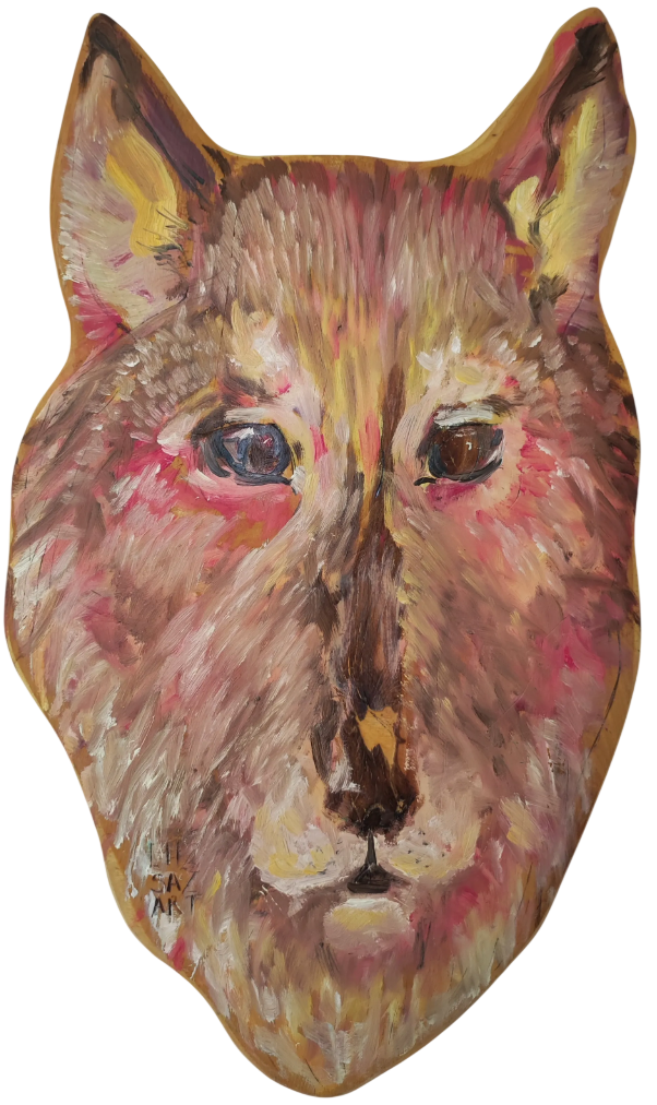 Елизавета Сазонова (Картина, живопись - 
                  27 x 49 см) Тотем. Розовый волк