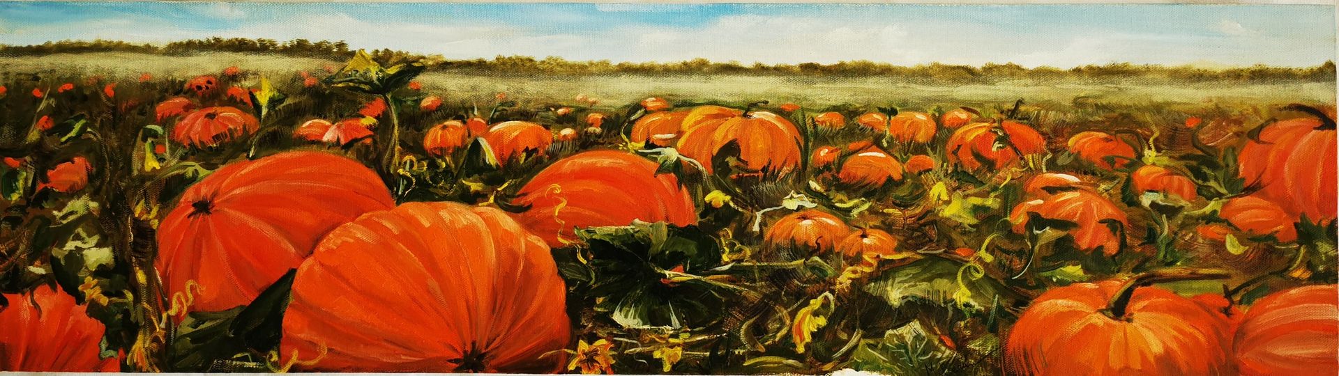 Мила Bezú (Картина, живопись - 
                  60 x 27 см) Pumpkin field