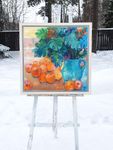 Валентина Гайчук (Картина, живопись - 
                  60 x 60 см) Натюрморт с монстерой и яблоками