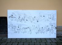 Юстина Комиссарова (Картина, живопись - 
                  120 x 70 см) Когда жизнь сбивает с ног, приседайте