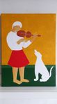 Саша Катинаускиене (Картина, живопись - 
                  30 x 40 см) Девушка со скрипкой и белый пёс