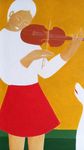 Саша Катинаускиене (Картина, живопись - 
                  30 x 40 см) Девушка со скрипкой и белый пёс
