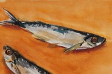 Елена Санина (Авторская графика - 
                  39 x 27 см) Рыба