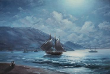 Побережье близ Ялты при лунном свете. Копия по картине И. Айвазовского