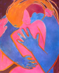 Вдвоем. Синий, розовый, оранжевый