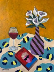 Натюрморт с каллами и вином