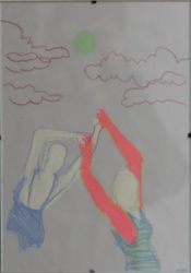 Касание, между руками свет