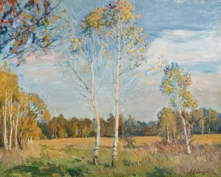 Осень. Молодые берёзки