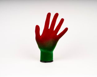 Рука художницы (красно-зеленая, левая)