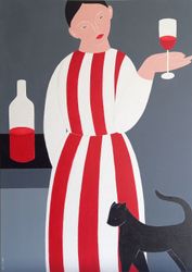Красное вино и черная кошка