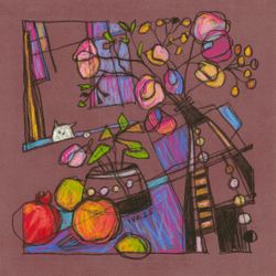 Натюрморт с белым котом