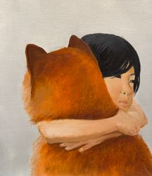 Girl with Japanese wolf