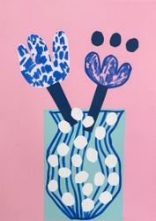 Голубой цветочный коллаж