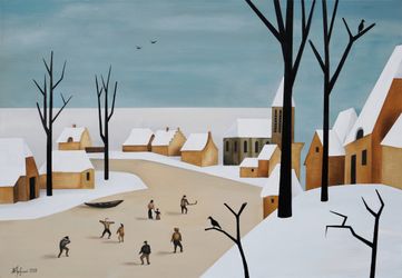 Пейзаж с конькобежцами