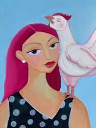 Девушка с белой курицей