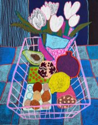 Натюрморт с розовой корзиной