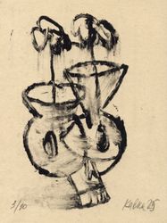 Натюрморт с двумя вазами, цветами и черепом (№3/10)