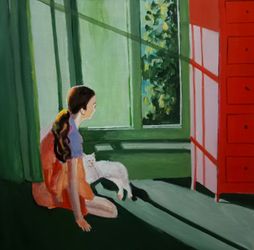 Девочка с белым котом